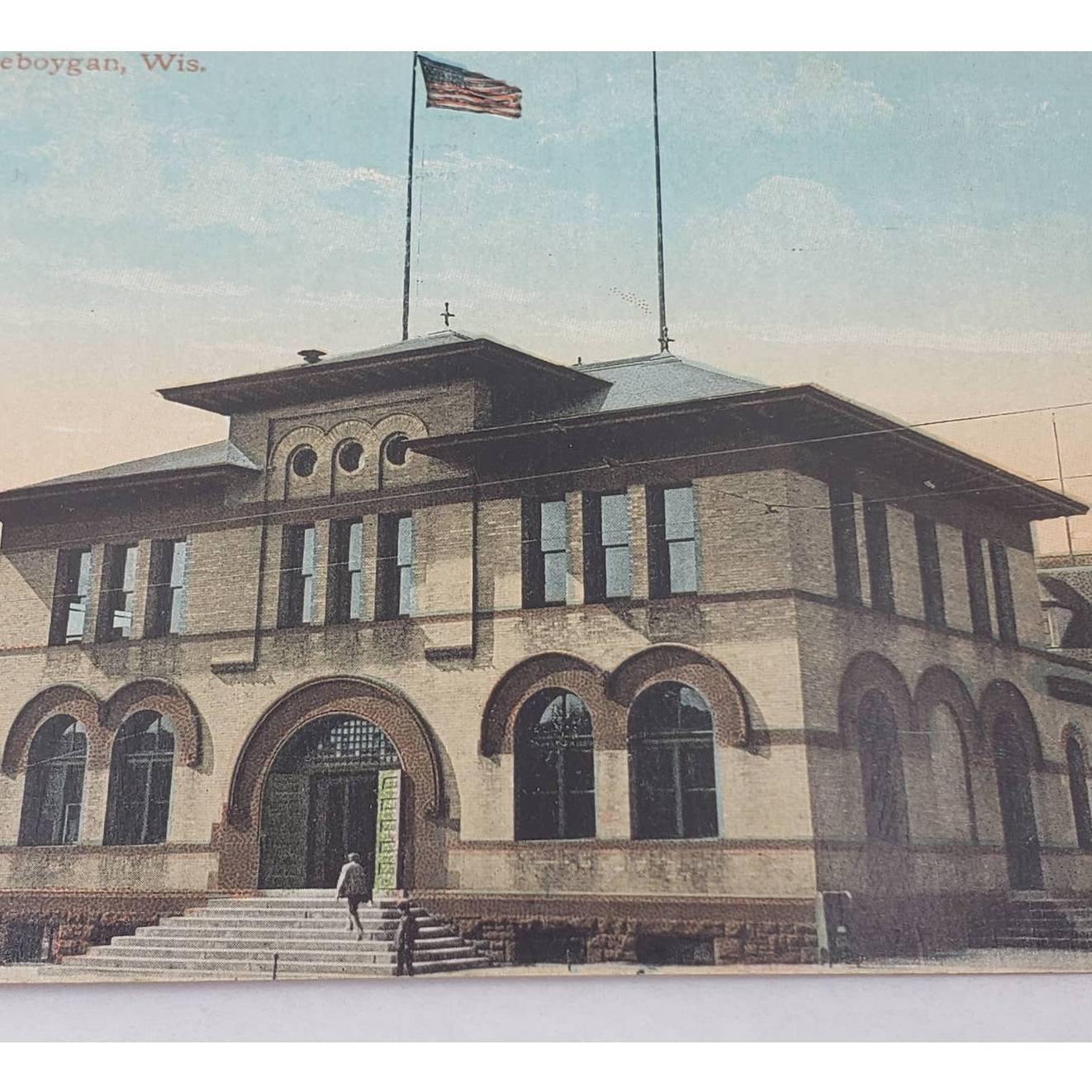 U.S. Post Office Sheboygan, Wisconsin 208350 Leighton Valentine Vintage Postcard