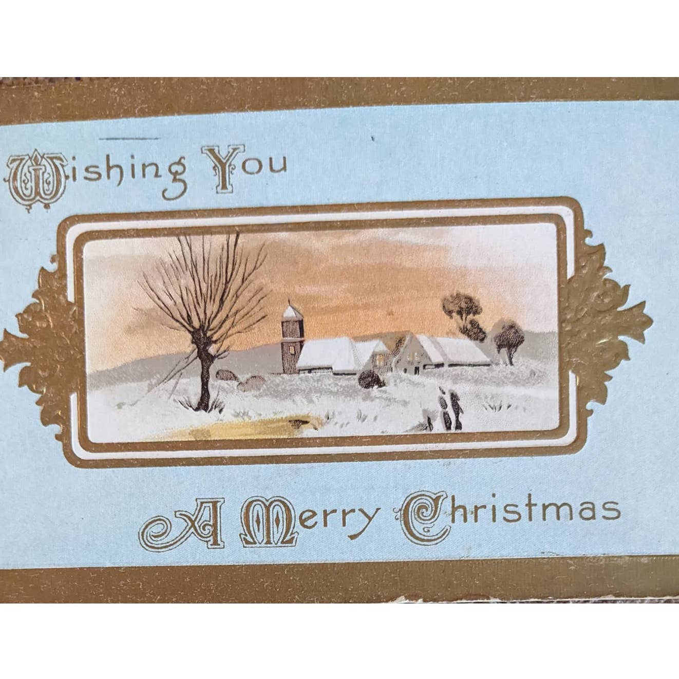 C1900-1915 Christmas Antique Postcard Set Of 7 Merry Christmas Wishes