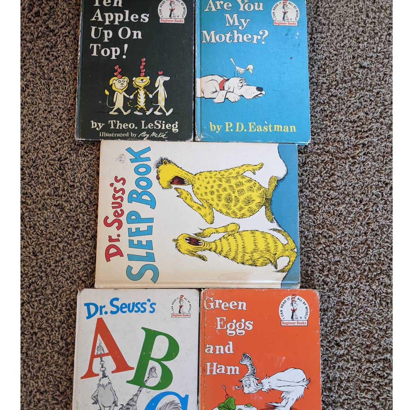 Vintage 1960s Lot 5 Childrens Dr. Seuss Beginner Books Sleep, ABC, Green Eggs