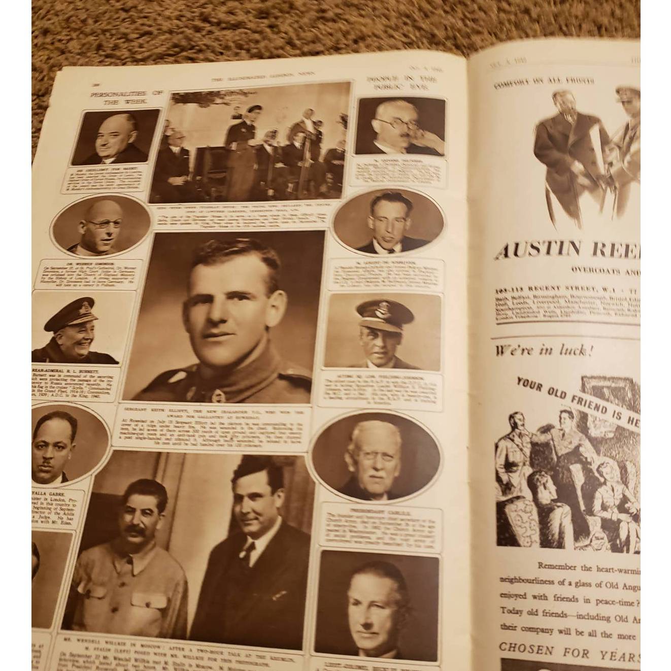 Vintage Illustrated London News October 3 1942 Magazine Issue History Collection