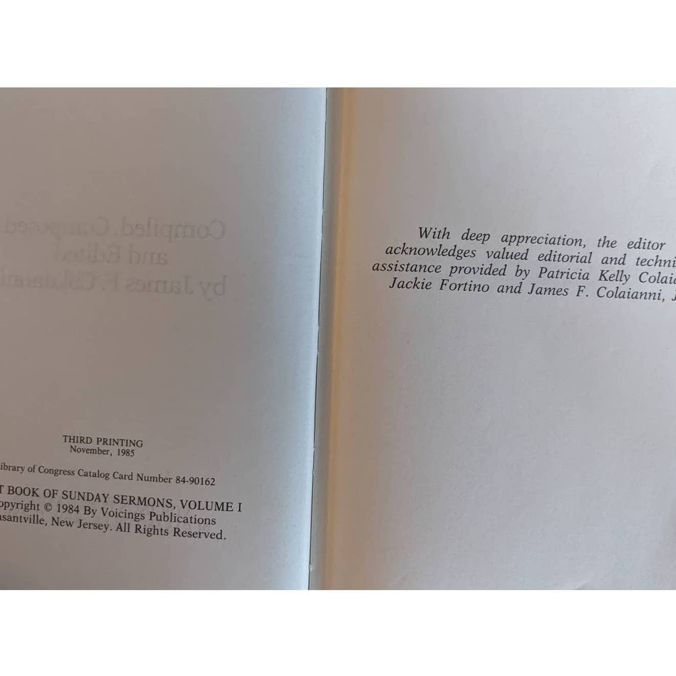Vintage 1985 Giant Book Of Sunday Sermons Volume 1 By James F. Colaianni
