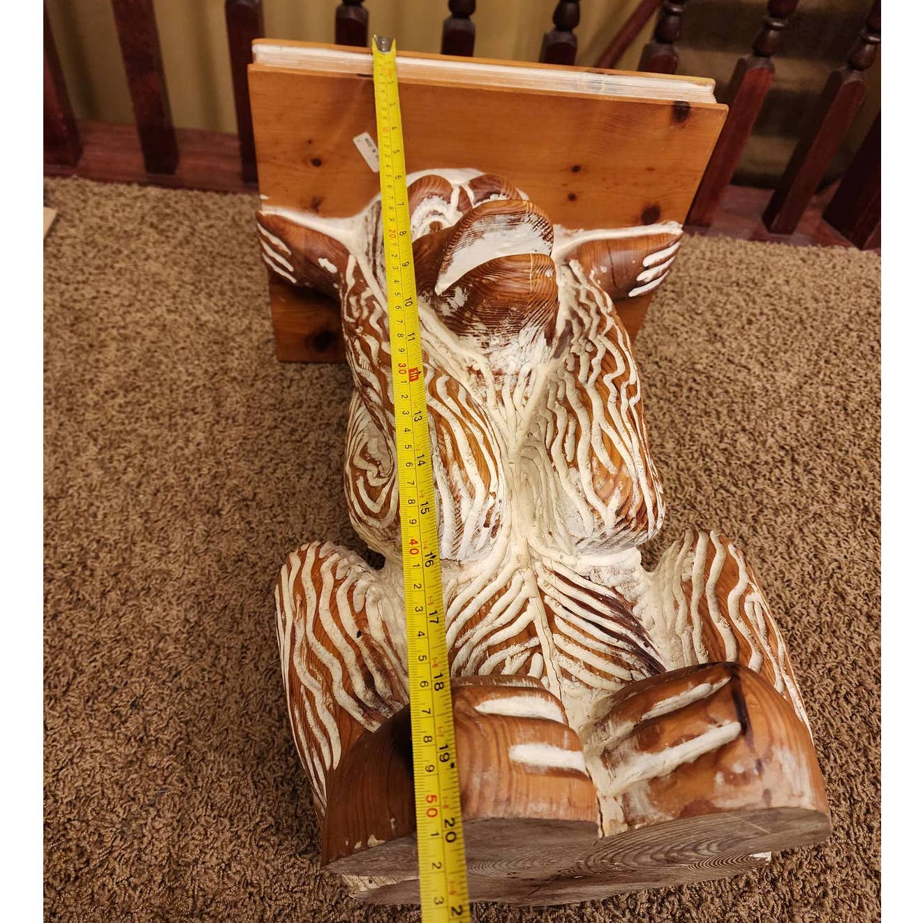 Monkey Vintage Side Table Book End Table Carved Wood Large Planter Spain 20"