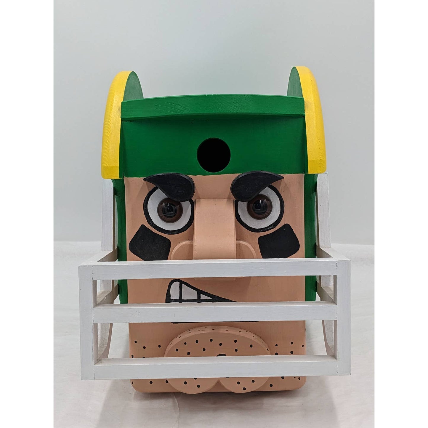 Football Player In Helmet Decoration Wooden Green Yellow Bird Feeder Piggy Bank